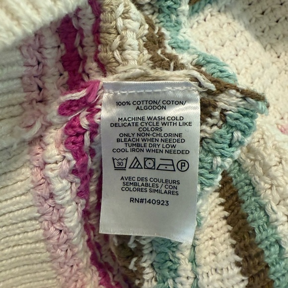 LOFT Striped Pointelle Sweater Size Small Lightweight - Picture 6 of 8